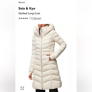 NWT Sona & Kyo Long Down Coat Size S in Powder (off white)